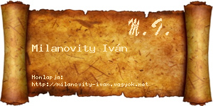 Milanovity Iván névjegykártya